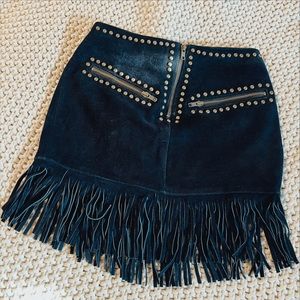 Understated Leather fringe Skirt